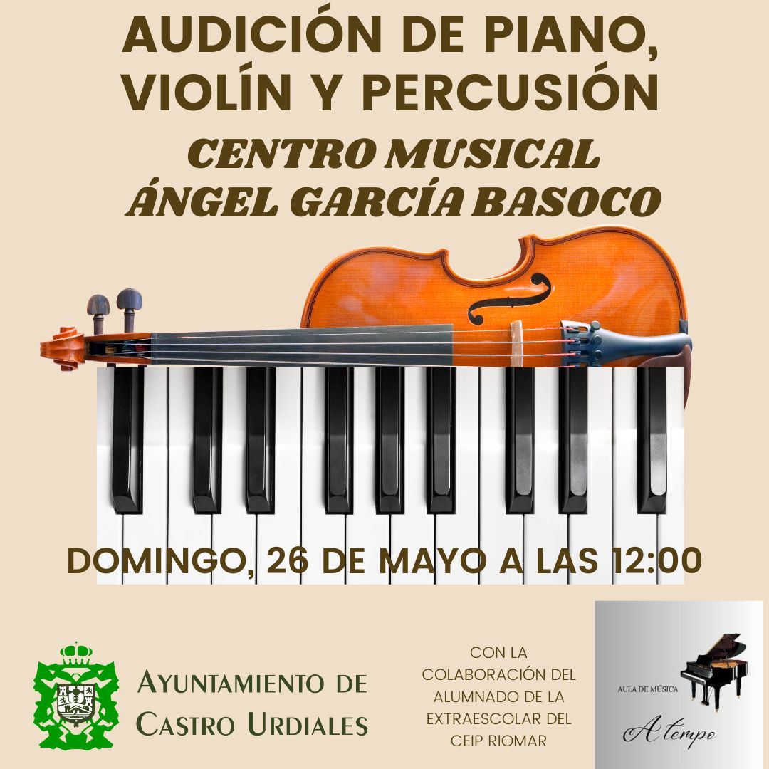 Audición de piano,  violín y percusión - 26 de Mayo
